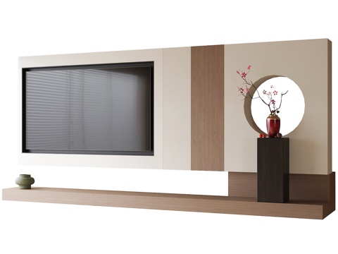 现代电视墙 电视背景墙su模型