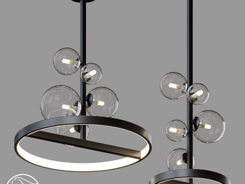  LampsShop.ru L1400 吊灯 彩虹泡泡 Pil3d模型 