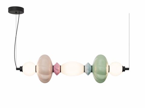  OM LED灯， 黑色，绿粉黄蓝3d模型 