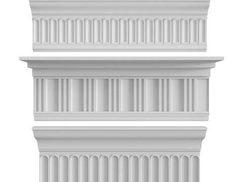  带装饰线的檐口线条，预制件，169号， 编号3d模型 