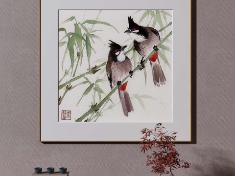  新中式现代简约抽象挂画3d模型 