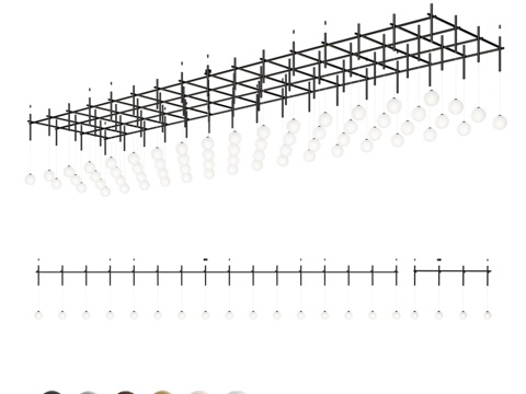  球形管道网状吊灯3d模型 