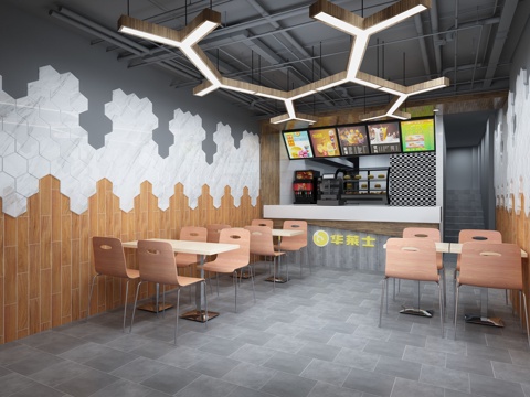  华莱士快餐店 炸鸡店 快餐店3d模型 