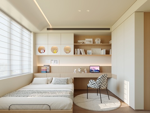 现代榻榻米卧室su模型