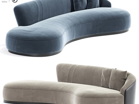  马赛马海毛弧形沙发3d模型 