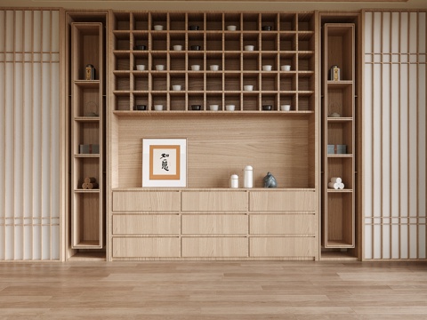  现代餐边柜 茶室柜 酒柜3d模型 