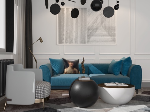  轻奢沙发茶几组合3d模型 