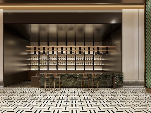 现代酒吧前台 酒柜 咖啡厅 操作台su模型