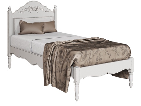  OM 经典风格 90x190 低脚板床3d模型 