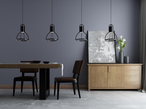  新中式餐桌椅组合3d模型 