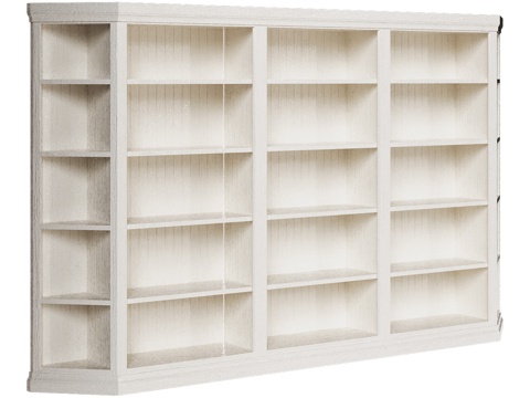  OM 三层开放式书柜 - 海滨风格图书馆3d模型 