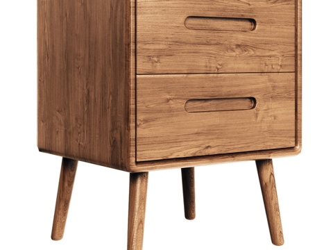  OM 中世纪风格带抽屉床头柜3d模型 