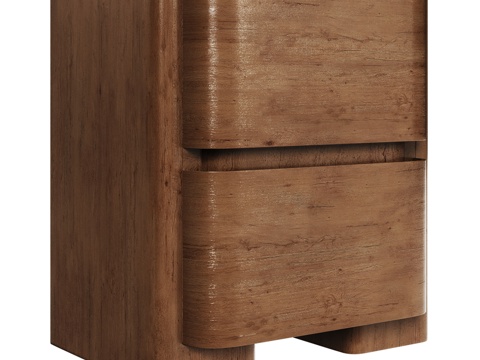  OM 极简风格双抽屉床头柜 50 厘米3d模型 