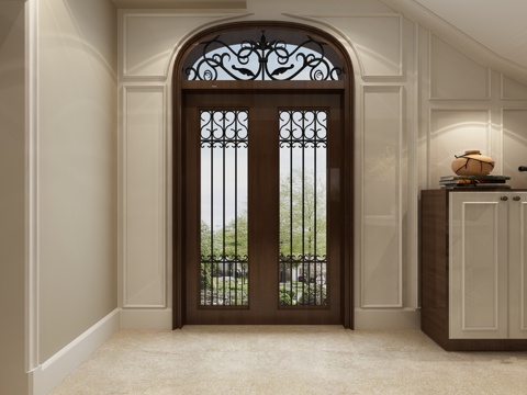  欧式风格玄关大门3d模型 