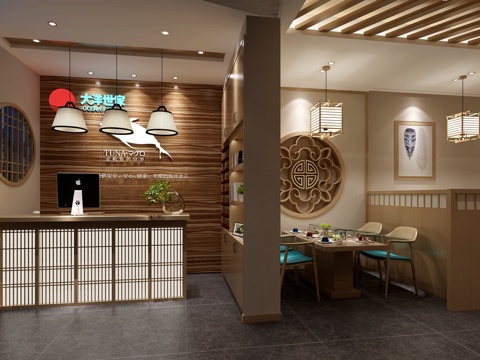  公共空间快餐厅3d模型 