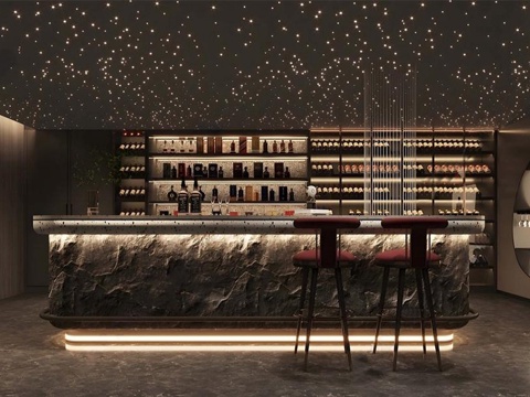 现代咖啡厅 奶茶店 水吧台操作台 酒柜su模型