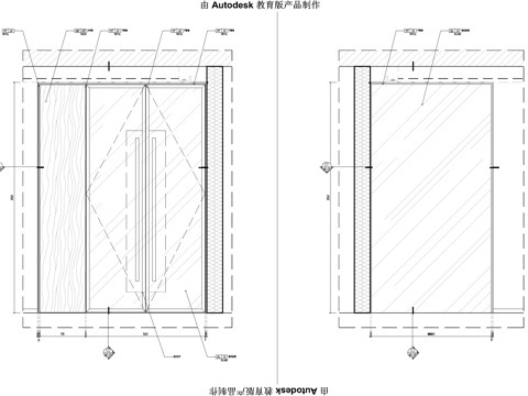 办公双开玻璃门节点大样图cad施工图