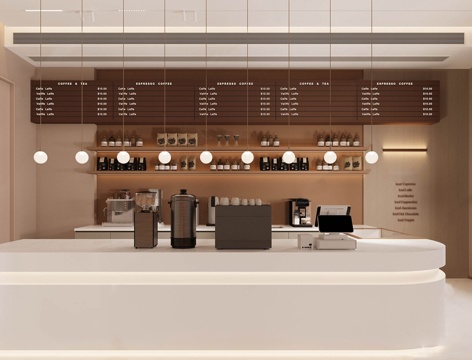 现代咖啡厅 前台 柜子吧台 操作台su模型