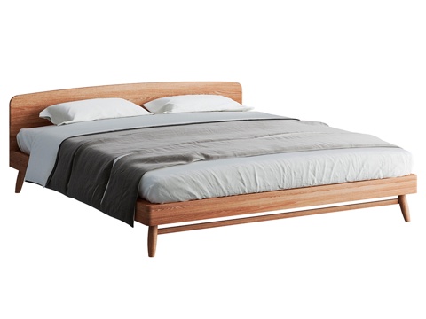  柚木扭纹国王床3d模型 