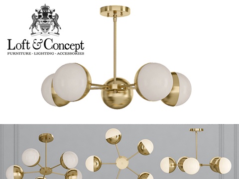  铜色吊灯 Copper Light Chandelier 53d模型 