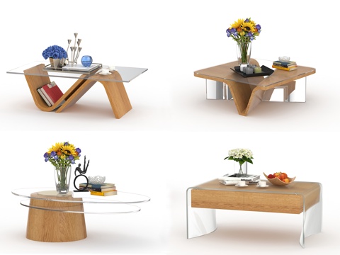  现代简约茶几组合3d模型 