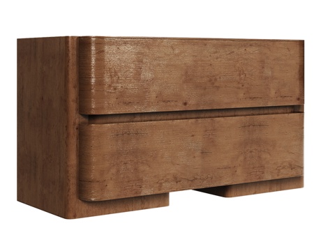  OM 极简风格双抽屉床头柜 100 厘米3d模型 