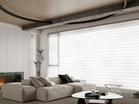  意式极简客餐厅 横厅 大平层 开放式餐厅3d模型 