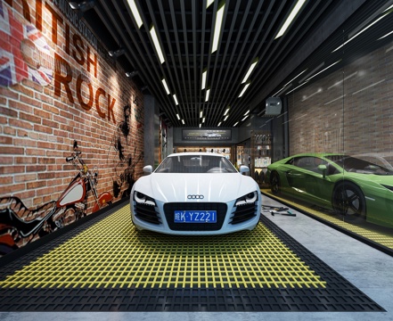  工业风洗车店3d模型 