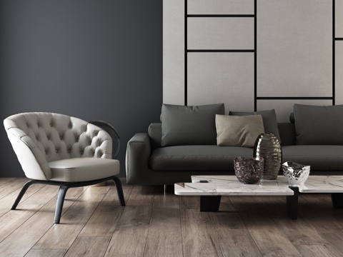  现代沙发茶几组合3D模型3d模型 