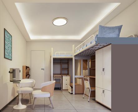 学校双人宿舍空间su模型