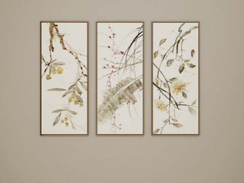  中式风格装饰画3d模型 