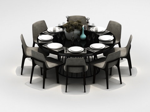  现代餐桌3d模型 