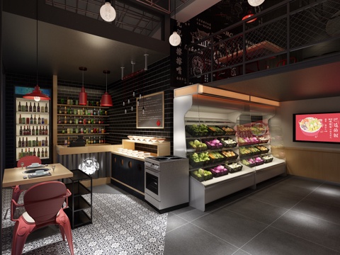  现代餐厅 串串火锅店3d模型 