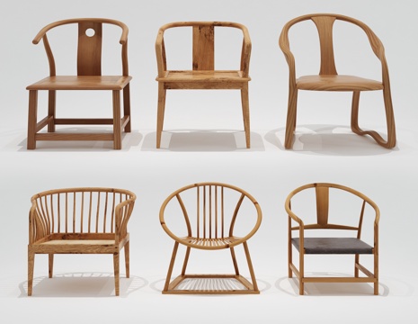  新中式圈椅 休闲椅 单椅3d模型 