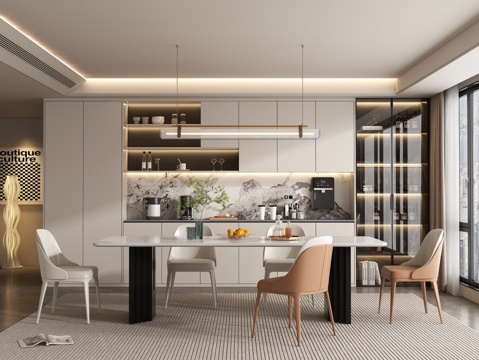  现代家居餐厅 餐桌椅3d模型 