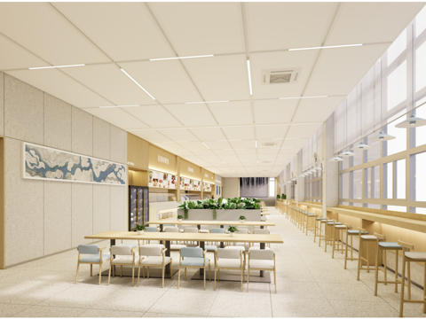 学校餐厅空间su模型