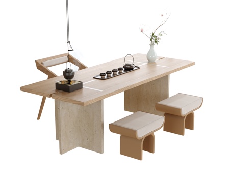  现代茶桌椅 书桌椅3d模型 