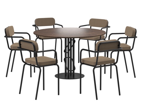  OM餐桌组PS006.2与餐椅S001阁楼款3d模型 