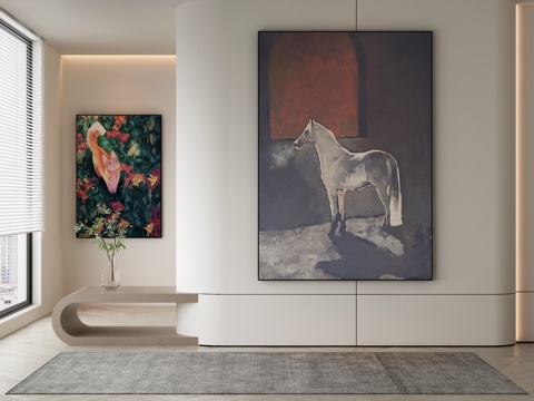  现代简约抽象挂画3d模型 