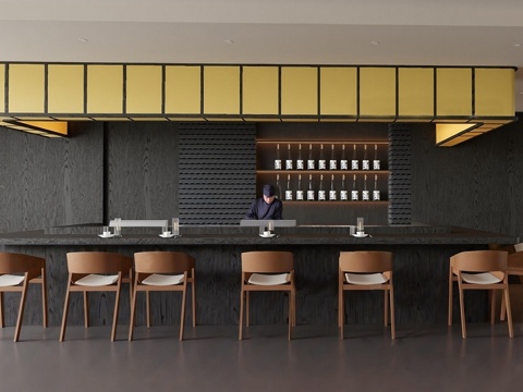 现代咖啡厅 操作吧台  水吧台su模型
