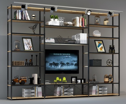  工业风层架背景墙饰3d模型 