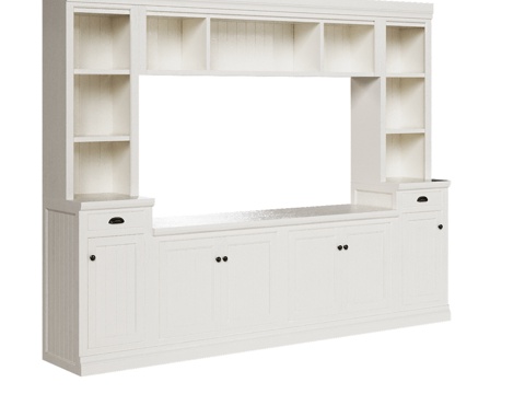  OM 海滨风格窄书架书房3d模型 