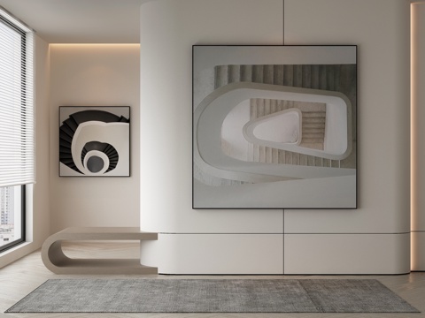  现代简约抽象挂画3d模型 