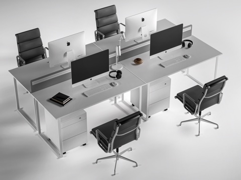 现代办公桌椅 工位桌椅 办公区桌椅su模型