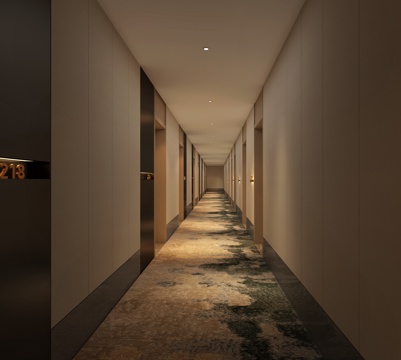  酒店过道 过道 酒店走廊 餐饮过道 新中式过道走廊3d模型 