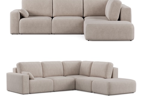  Hest转角沙发与脚凳3d模型 