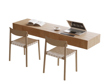  现代书桌椅3d模型 