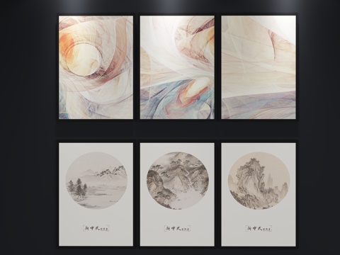  现代挂画 装饰画3d模型 