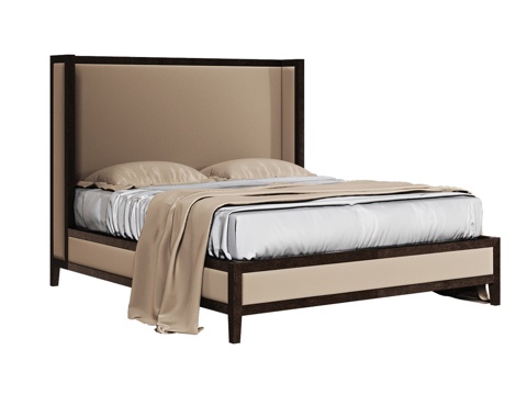  OM床160x200，带弧形软头板，配低脚板3d模型 