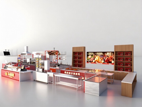  卤味档口3d模型 